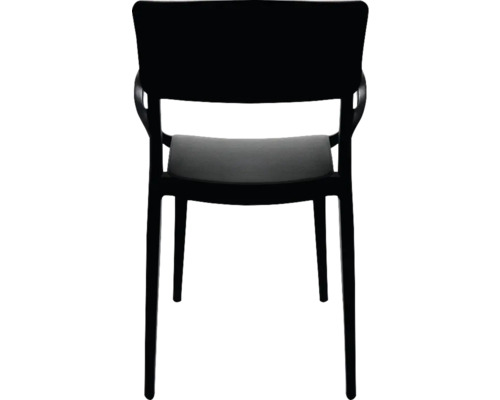 Chaise noire avec accoudoirs et coussin d''assise