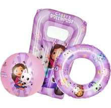 Ensemble de bain Gabby''s Dollhouse avec matelas pneumatique, bouée et ballon de plage