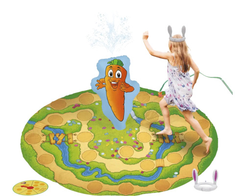 Happy People tapis d'arrosage Lotti Karotti Tapis de jeu d''eau Carotte-Lapin avec enfant, jets d''eau et roue tournante