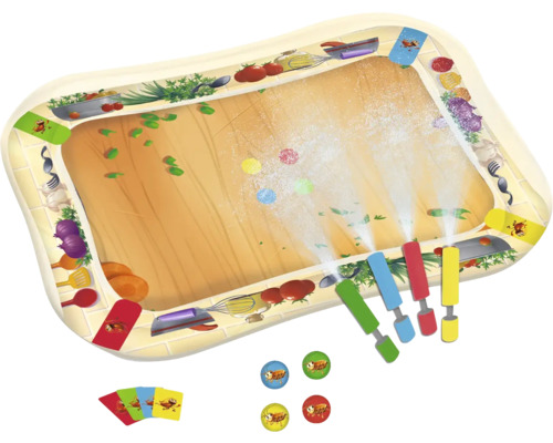 Happy People tapis de jeu piège à cafards Plateau de jeu avec des aliments, des éclaboussures et des cartes à jouer