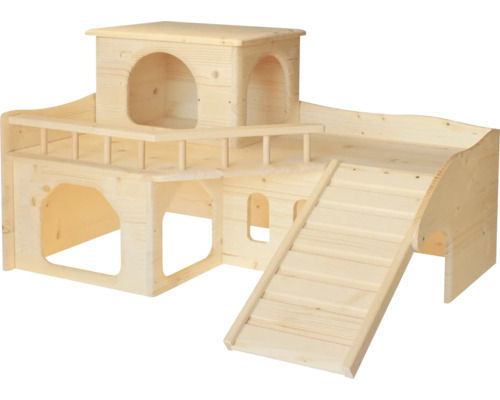Hamsterhaus aus Holz mit Treppe