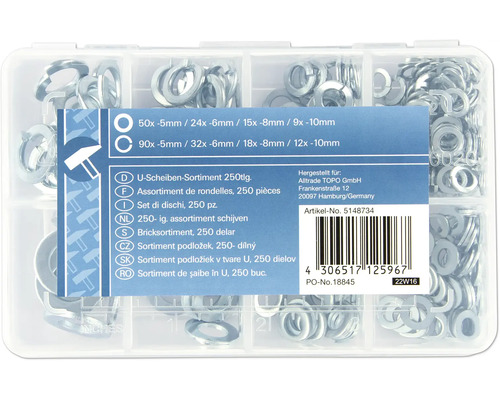 Assortiment de rondelles avec 250 pièces