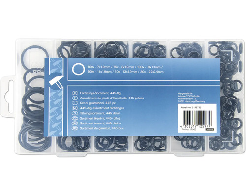 Assortiment de joints d''étanchéité, 445 pièces en boîte de rangement