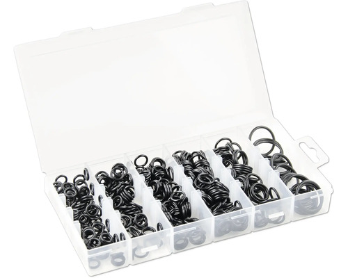 Assortiment de joints toriques dans une boîte transparente