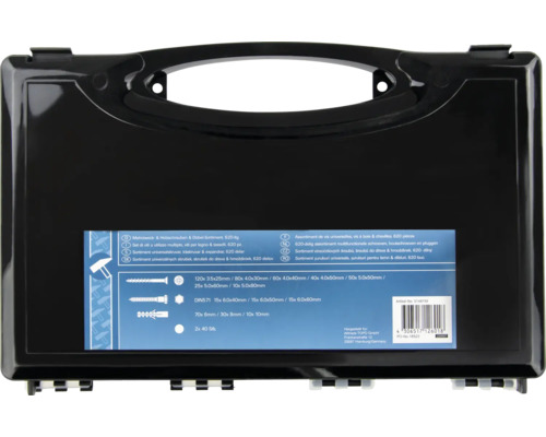 Schrauben und Dübel Sortiment im schwarzen Werkzeugkoffer