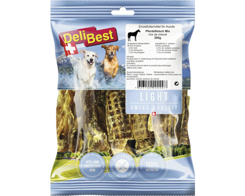 Delibest Pferdefleisch Light Trockenkau Mix 200 g Delibest Pferdefleisch Mix Hundefutter 200g