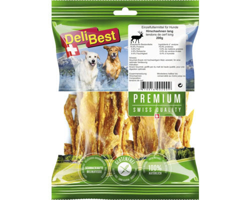 Delibest Kausnack Premium Hirschsehnen lang 200 g Delibest Hirschsehnen lang, 200 Gramm Hundesnack