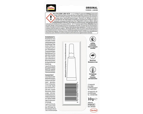 Pattex Sekundenkleber Original flüssig, 10 Gramm