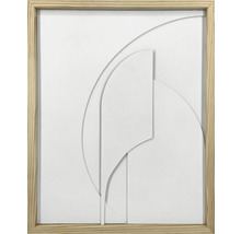 Tableau encadré 3D géométrique blanc 40x50 cm