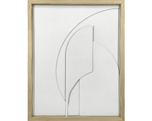 Tableau encadré 3D géométrique blanc 40x50 cm