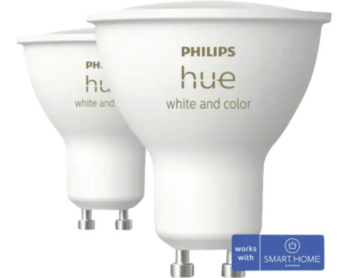 Philips Hue Lampe à réflecteur WCA LED GU10 4,2 W intensité variable RGBW Deux ampoules Philips Hue pour l''intérieur