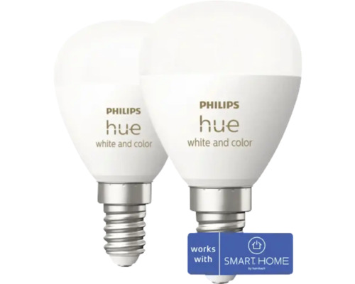 Ampoule LED E14 5,1 W 470 lm à intensité lumineuse variable RVBB Deux ampoules Philips Hue pour blanc et couleur