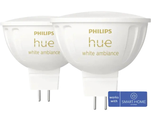 Ampoule LED GU5,3 10,2 W 400 lm à intensité lumineuse variable Deux lampes Philips Hue White Ambiance