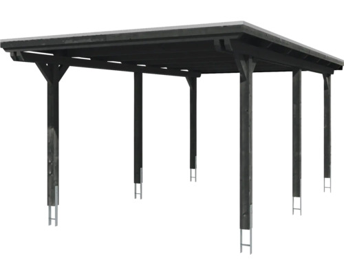 Carport en bois avec toit plat et six poteaux