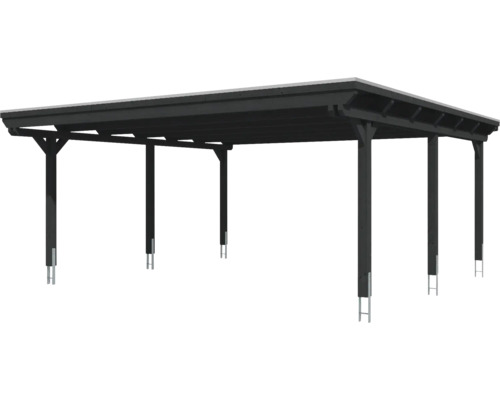 Carport aus Holz mit sechs Pfosten