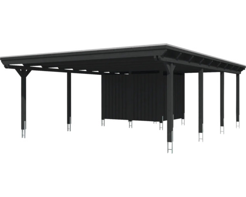 Holzcarport mit Flachdach und Seitenwand zum Schutz von Fahrzeugen
