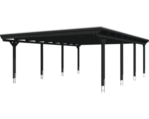 Schwarzer Holzcarport mit Flachdach