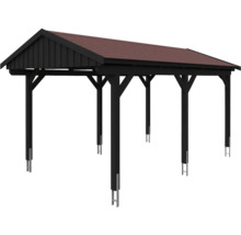 Holz Carport mit rotem Dach
