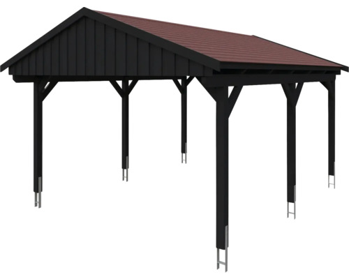 Carport en bois avec toit à deux pans