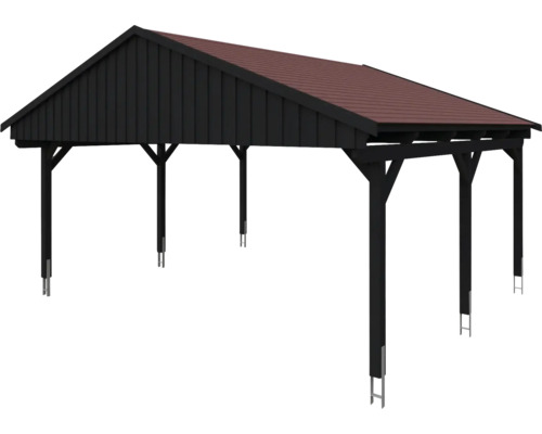 Überdachter Unterstand mit Dach und Pfostenkonstruktion