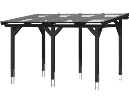 Carport en bois avec toit en verre