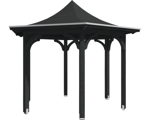 Schwarzer Pavillon mit Spitzdach für den Garten