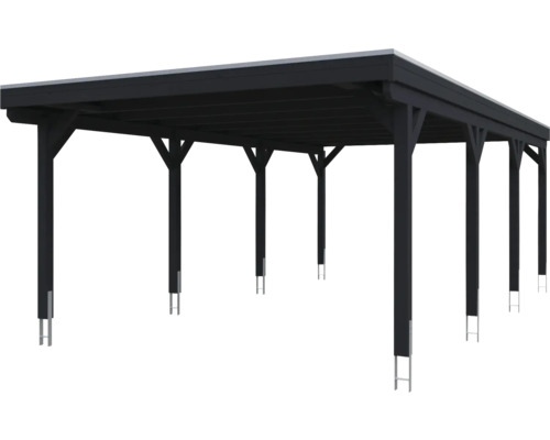 Schwarzer Holzcarport