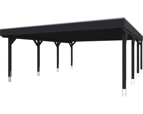 Carport mit Flachdach und rechteckigen Stützpfosten