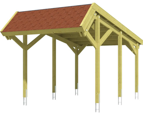 Holzcarport mit Dachziegeln