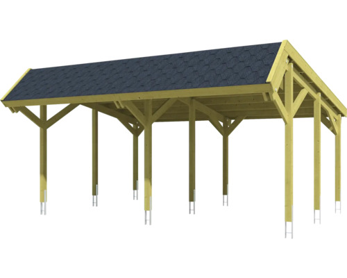 Holzcarport mit Dachziegeln