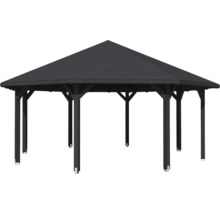Pavillon avec toit octogonal et poteaux en bois