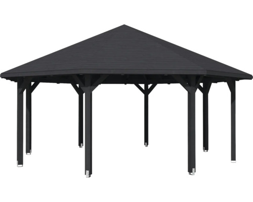 Pavillon avec toit octogonal et poteaux en bois