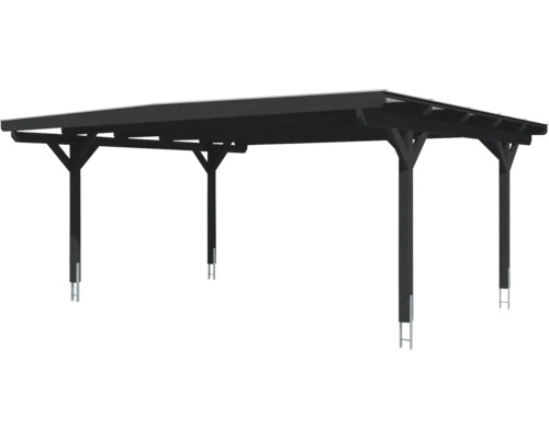Dunkelgrauer Carport mit Holzkonstruktion