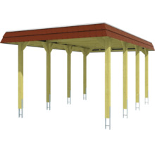 Carport en bois avec toit en tuiles