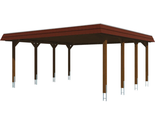 Carport en bois avec supports métalliques