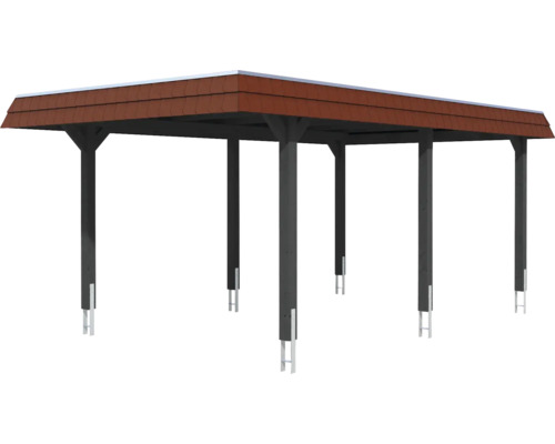 Abri en bois couvert avec couverture de toit