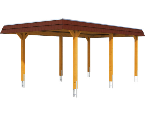 Carport en bois avec toit de tuiles