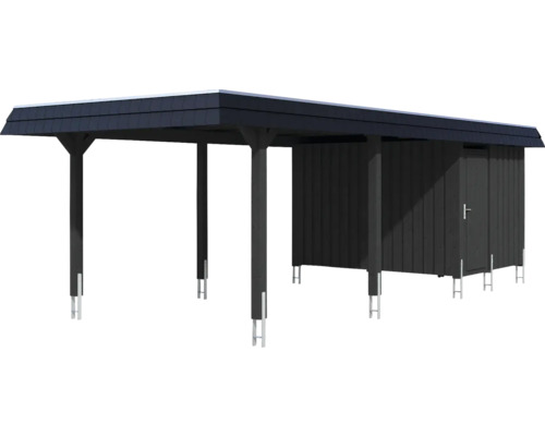 Carport mit Geräteraum aus Holz