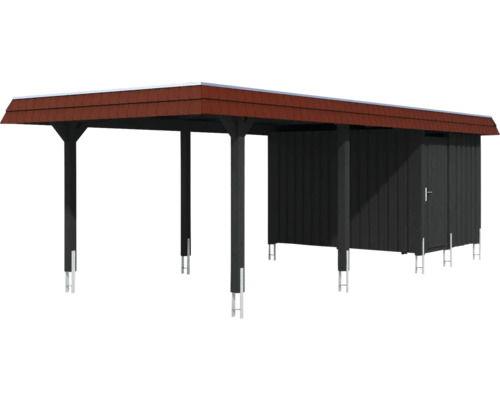 Carport mit Geräteraum aus Holz