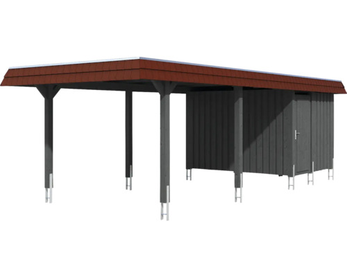 Carport aus Holz mit Geräteschuppen