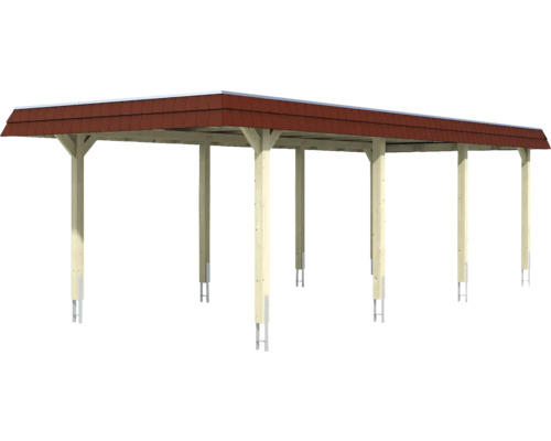 Holzcarport mit Ziegeldach