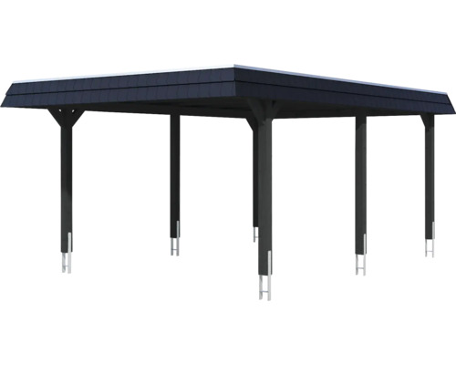 Quadratischer Carport mit acht Pfosten und Dach