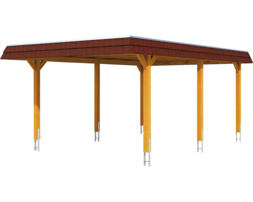 Abri de voiture indépendant en bois avec tuiles