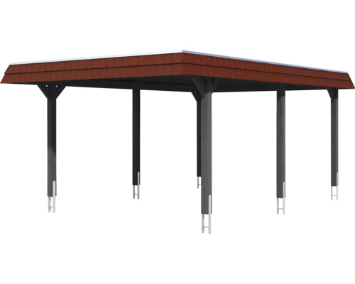 Abri de voiture en bois avec tuiles