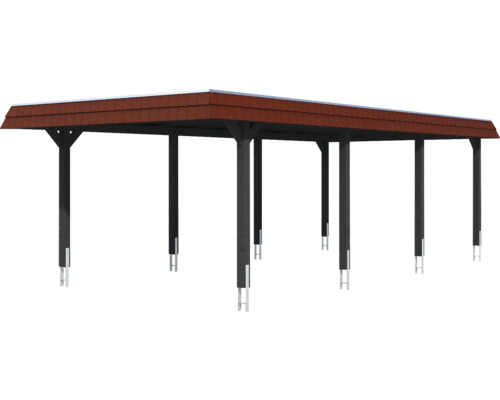 Doppelcarport aus Holz mit Ziegeldach