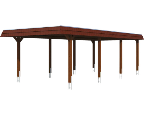Holzcarport mit Dacheindeckung und Stützpfosten