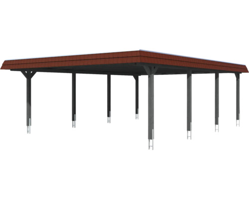 Abri de voiture en bois avec toit en tuiles