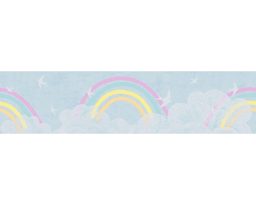 Papier peint avec arc-en-ciel, nuages et oiseaux
