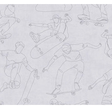 Papier peint avec motifs de skateboard sous forme de dessins au trait