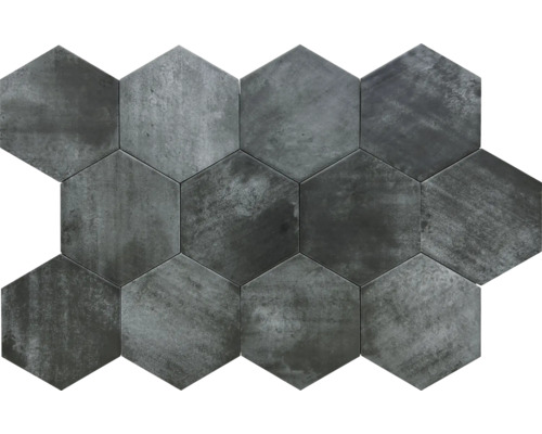 Hexagon Fliese Denia Graphite Hexa 14x16cm Sechseckige Fliesen in Steinoptik
